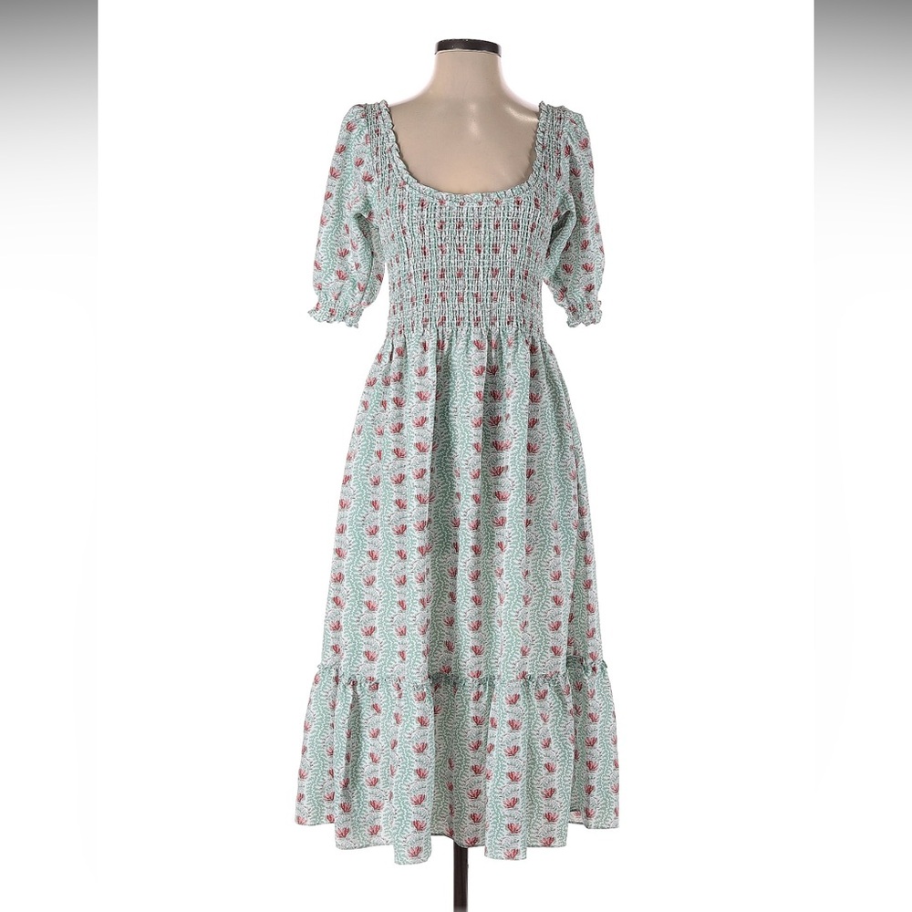 Hill House The Louisa Nap Dress Trailing Vine Multi Poly Crepe - Size Small